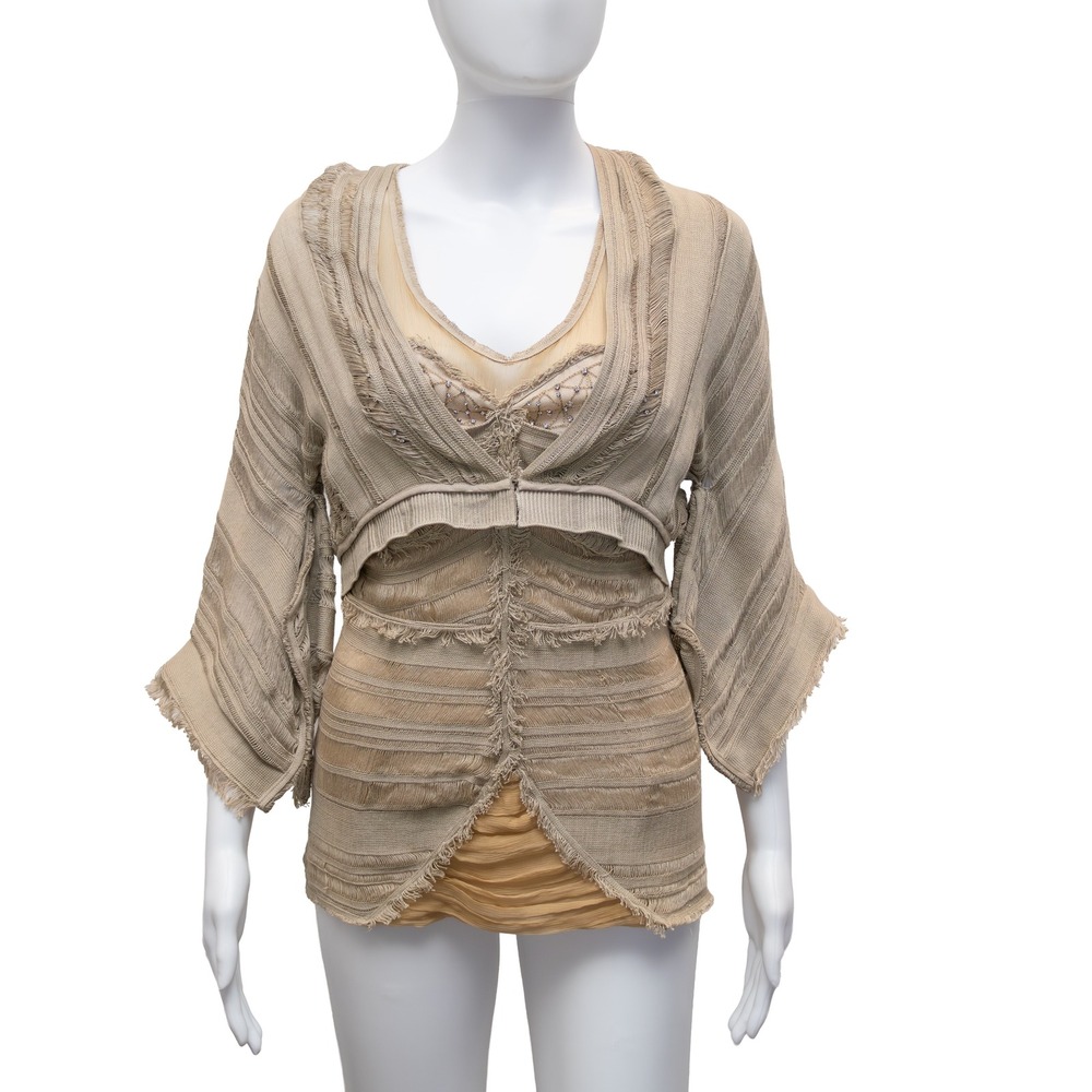 Mirco Giovannini Embellished Linen Tunic & Cropped Jacket Set - Size It 44 View 3